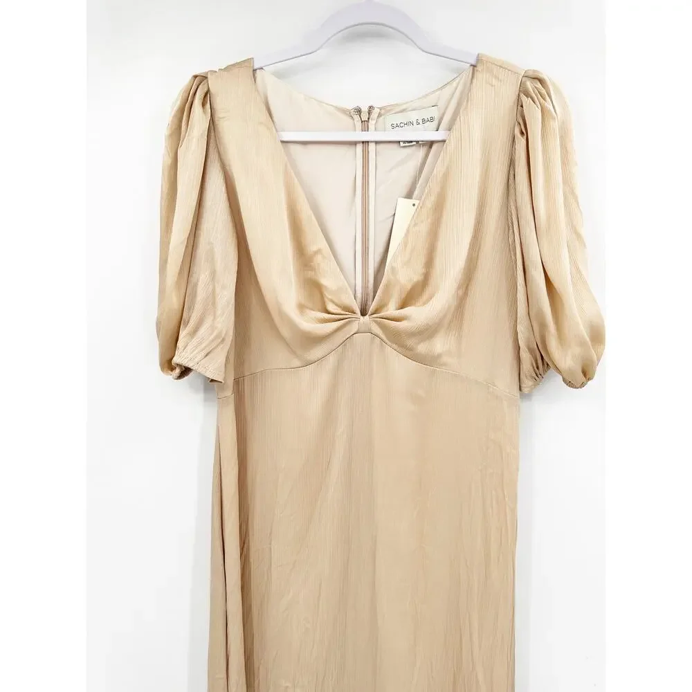 Sachin & Babi Alli Gown in‎ Champagne Size 8 NWT